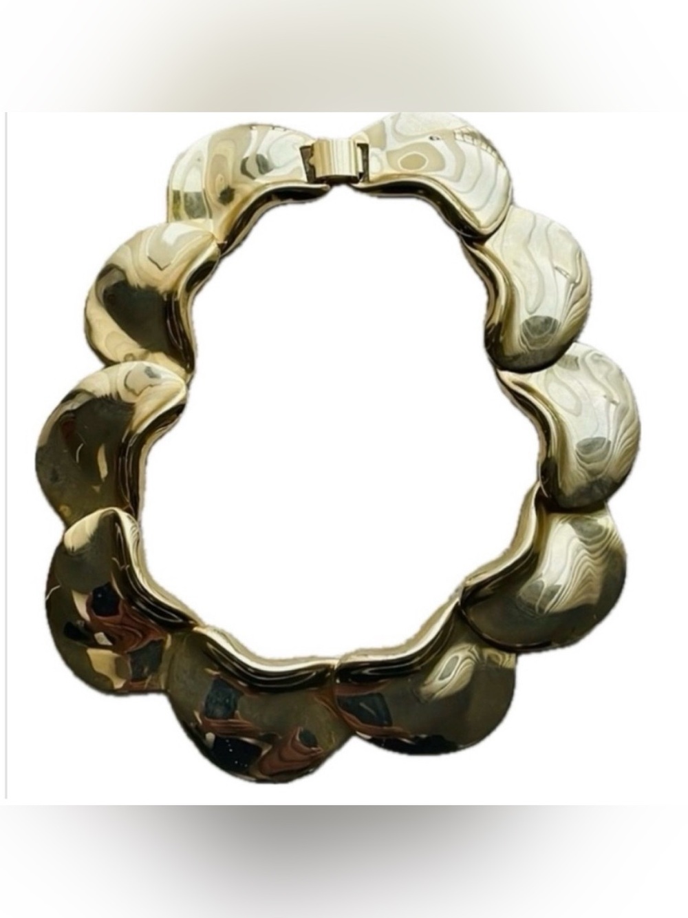 Gold Tone Scalloped Wave Necklace
